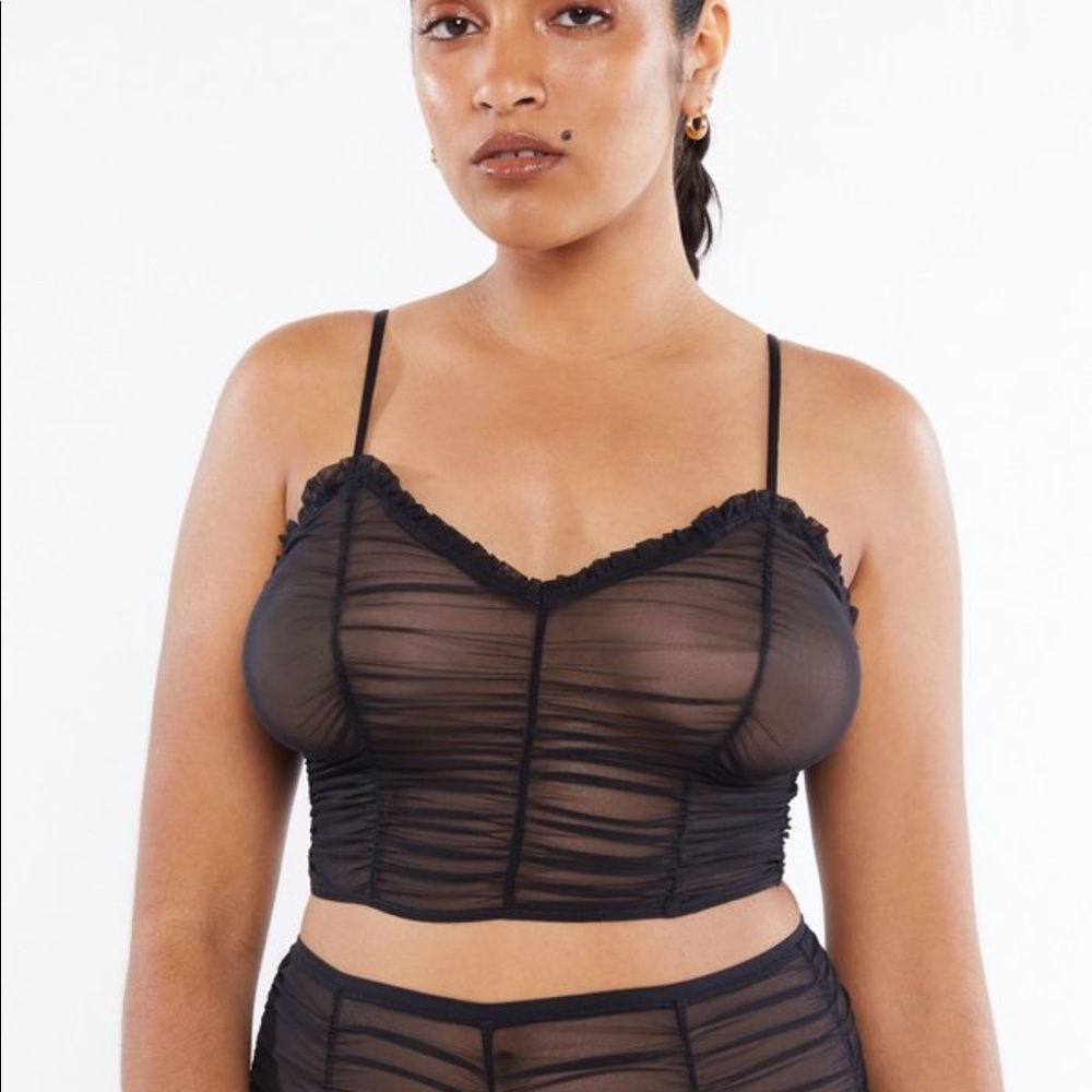 Savage X gathered mesh cami